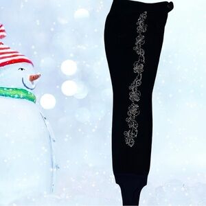 Vintage retro rhinestone embellished stretch stirrup ski pants fits sz 2 - 4